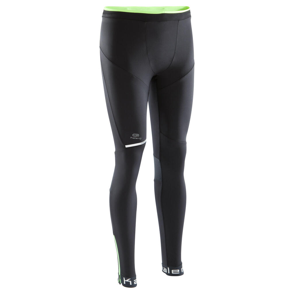 Laufhose lang Tights Kiprun Herren schwarz/gelb
