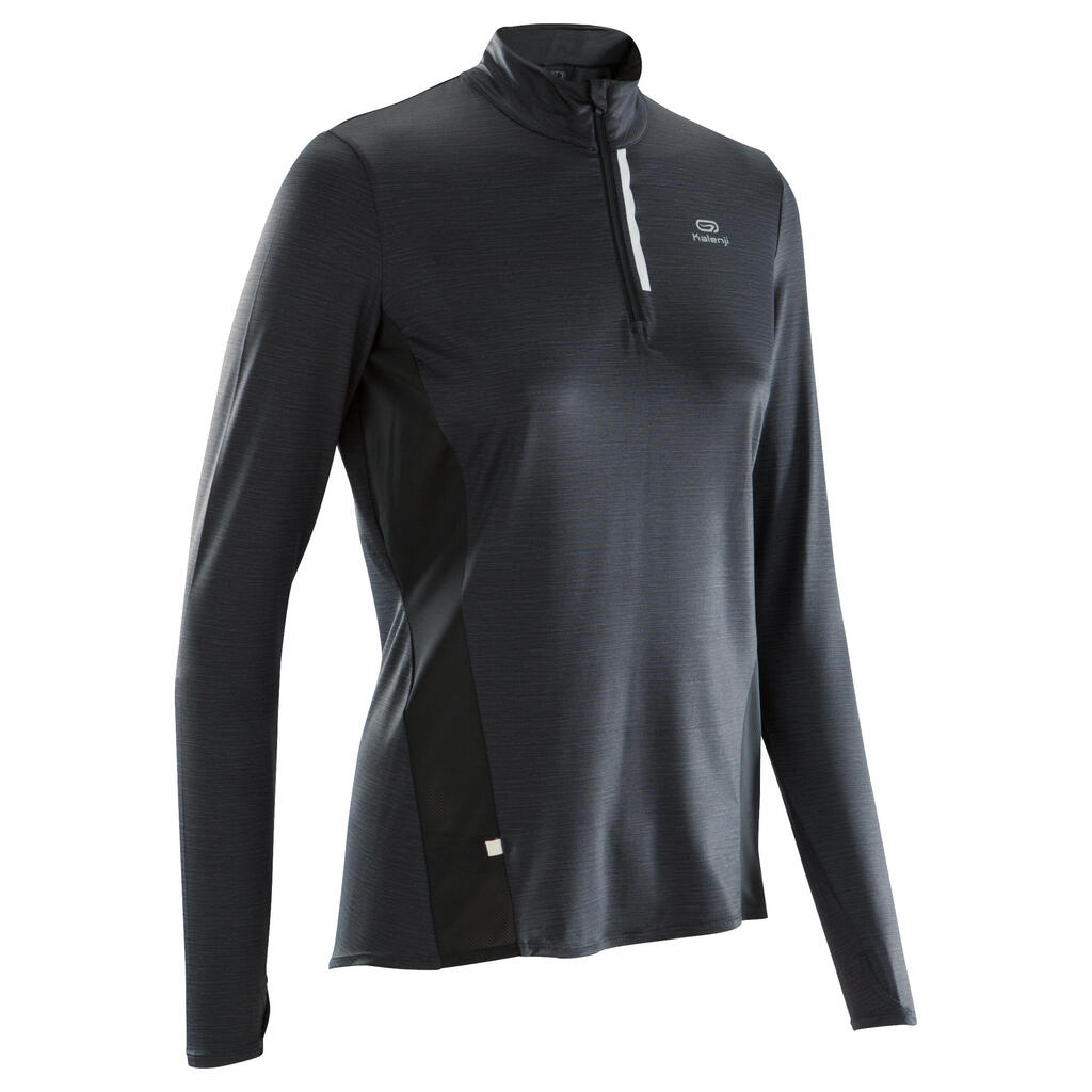 KIPRUN Run 100 Dry Women's Breathable Long-Sleeved Running T-Shirt - Black