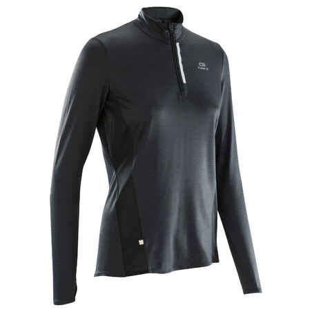 Women's Running ½-Zip Long-Sleeved T-Shirt Dry+ - black