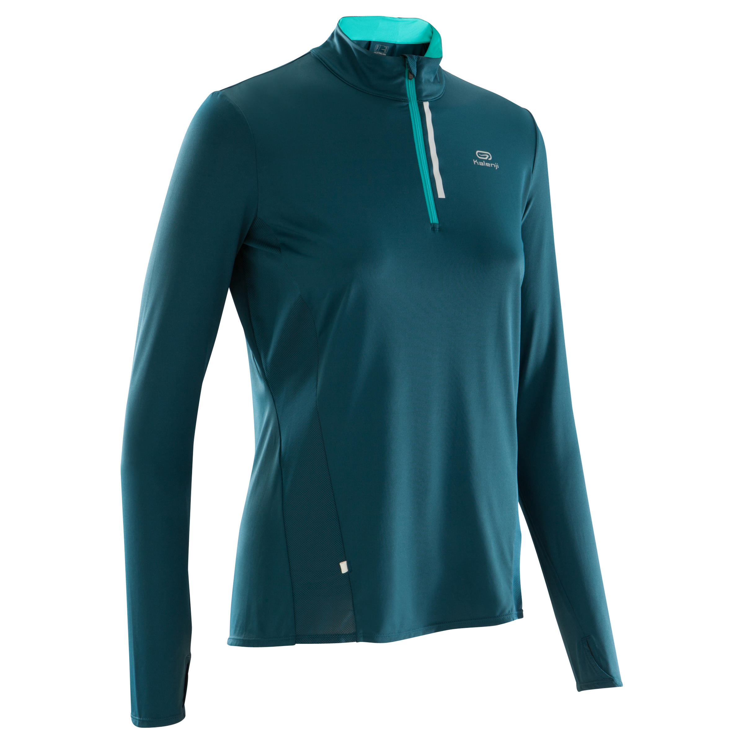 KALENJI Run Dry + Zip Women's Long-Sleeved Running Jersey - Dark Green