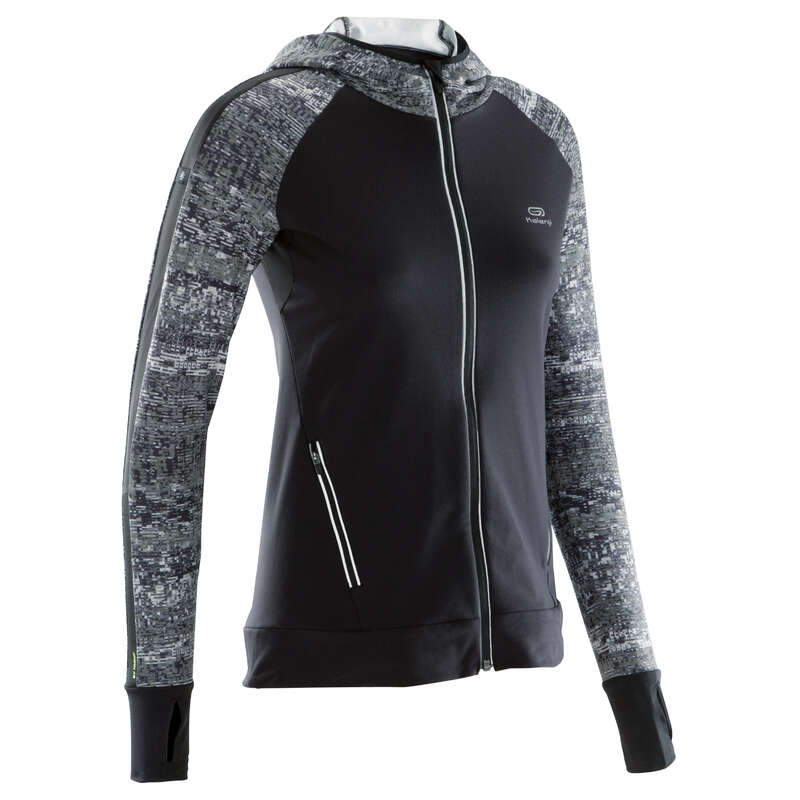 KALENJI Run Warm Women's Running Jacket Hood Night Black...