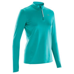 MAILLOT MANCHES LONGUES JOGGING FEMME RUN WARM VERT