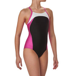 Maillot de bain de natation une pièce fille Neole Noir Rose