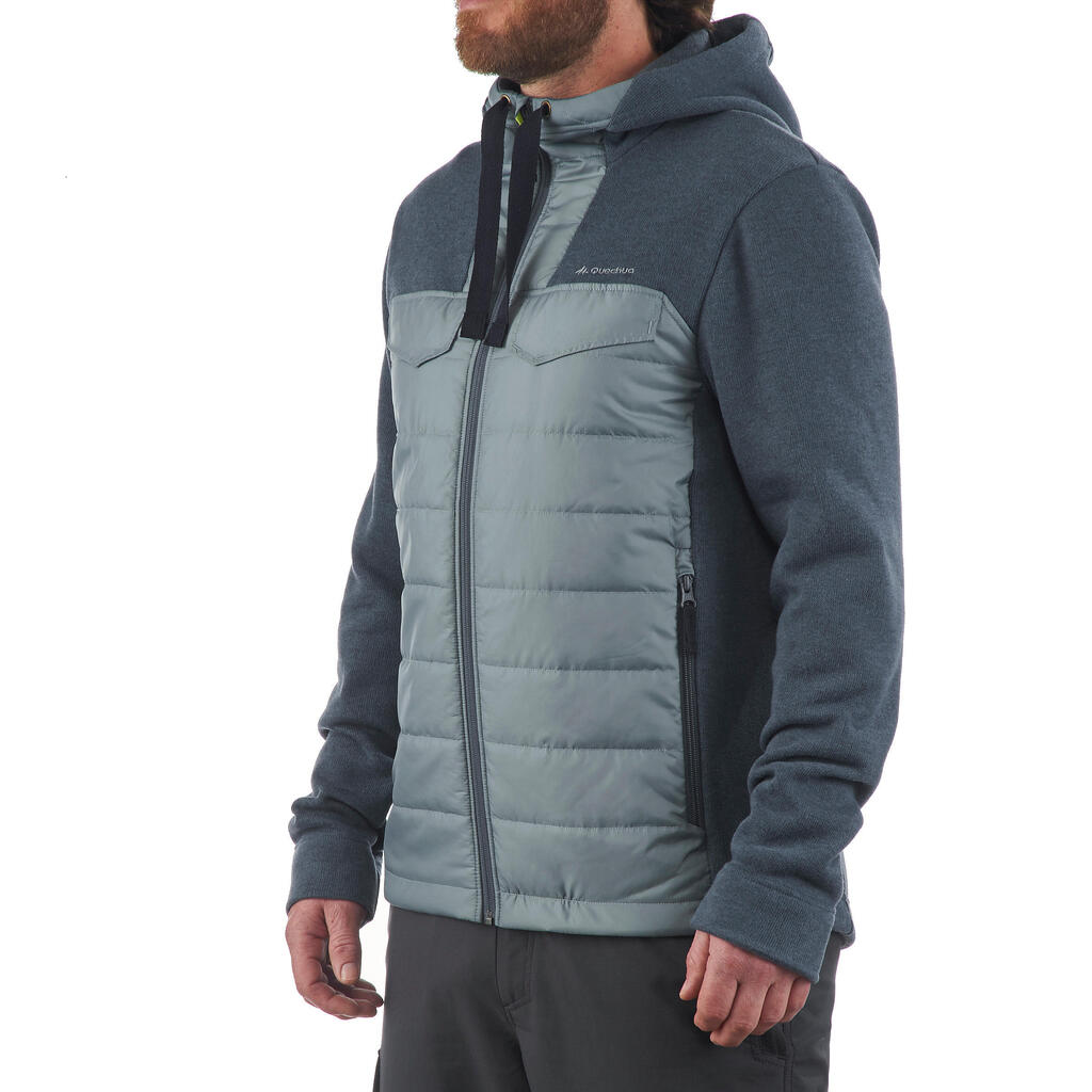 Sweatjacke Herren Hybridjacke mit Kapuze Wandern - NH100