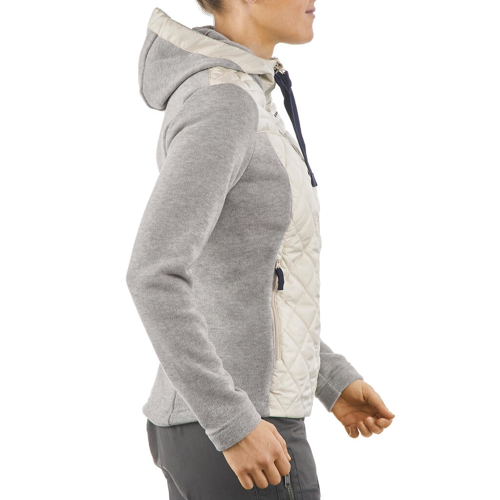 Sweatjacke Damen Hybridjacke mit Kapuze Wandern - NH100