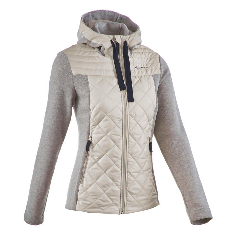 Chandail de randonnée nature femme NH500 hybride beige Chandail de randonnée nature femme NH500 hybride beige