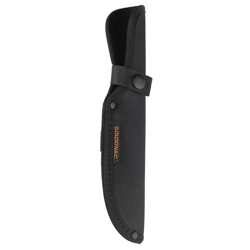 Funda Cuchillo Caza Solognac Hoja Fija 90 Negro Cierre Corchete