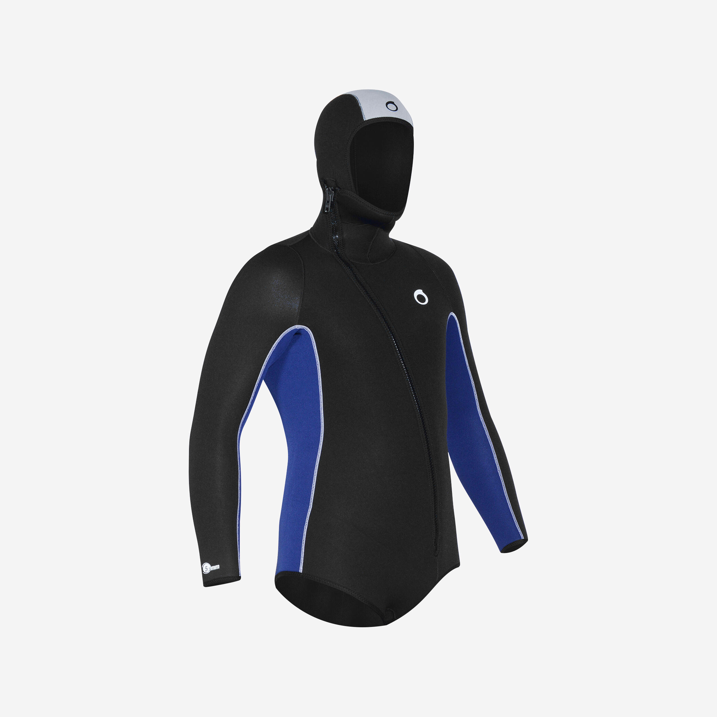 Men’s diving jacket with hood 5.5 mm neoprene SCD black and blue 1/10