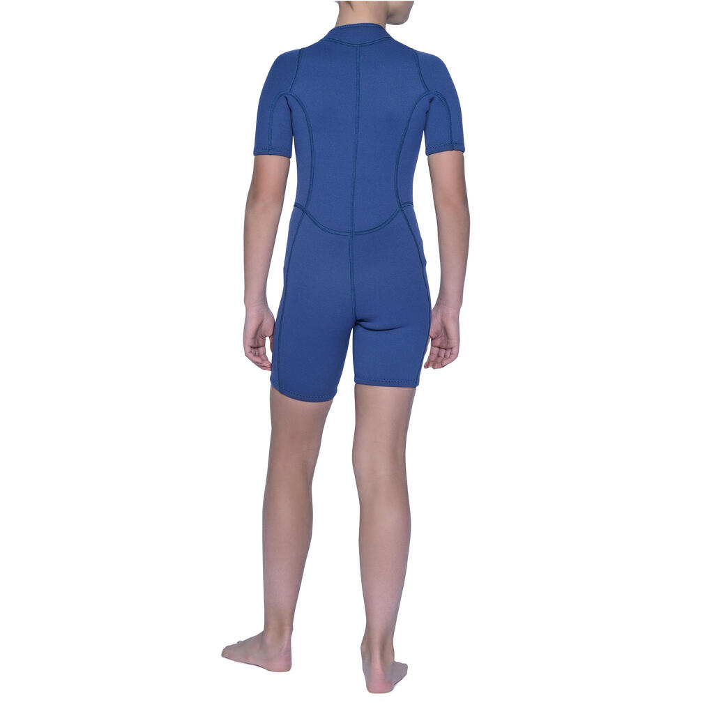 Bērnu īsais 2 mm snorkelēšanas tērps “100”, tumši zils