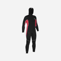 Men’s diving wetsuit with hood 7 mm neoprene SCD 500 black and red