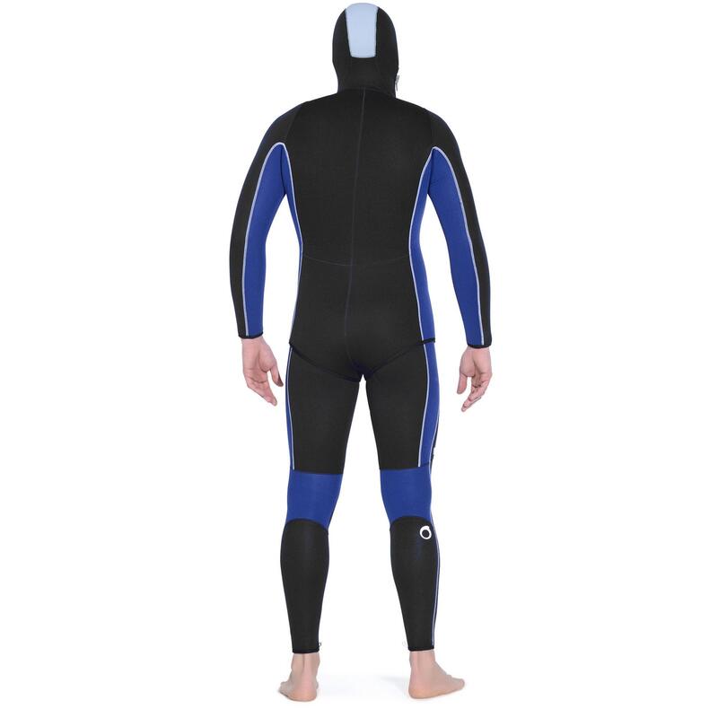 Giacca subacquea uomo neoprene 5,5 mm cappuccio nero-blu