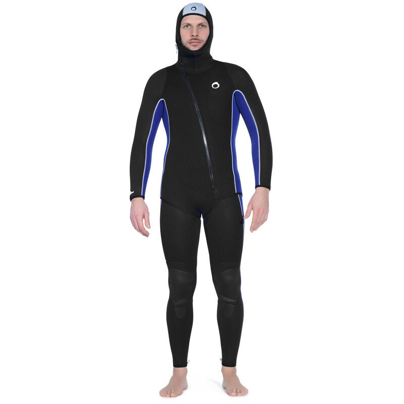 Giacca subacquea uomo neoprene 5,5 mm cappuccio nero-blu