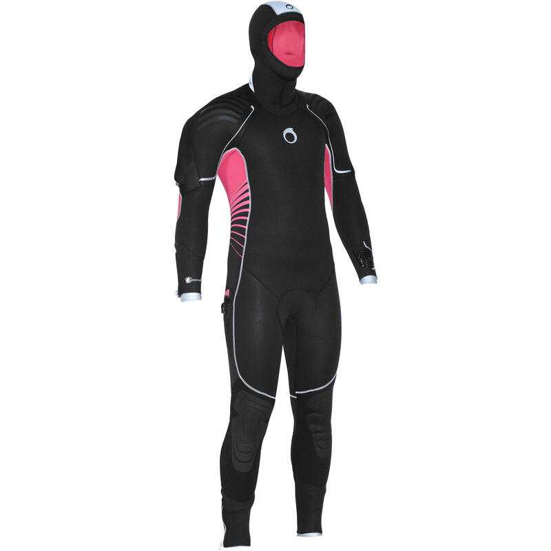 Men's diving semidry wetsuit 7 mm neoprene blue grey SUBEA Decathlon