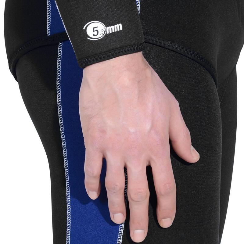 Men’s diving jacket with hood 5.5 mm neoprene SCD black and blue