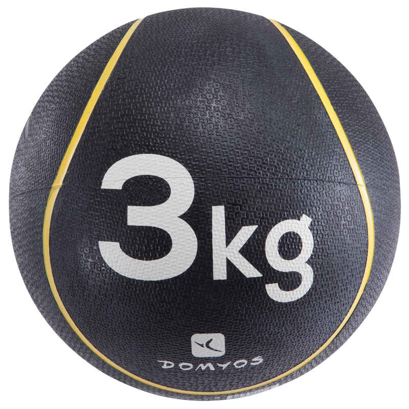 MÉDECINE BALL 3 kg - DIAMÈTRE 22 cm - FITNESS - JAUNE