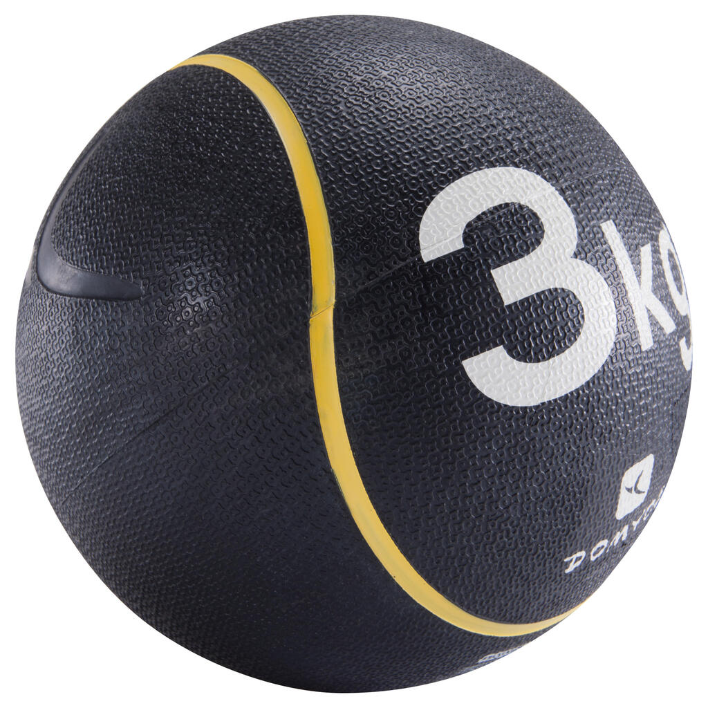 Medizinball Fitness 3 kg Durchmesser 22 cm gelb 