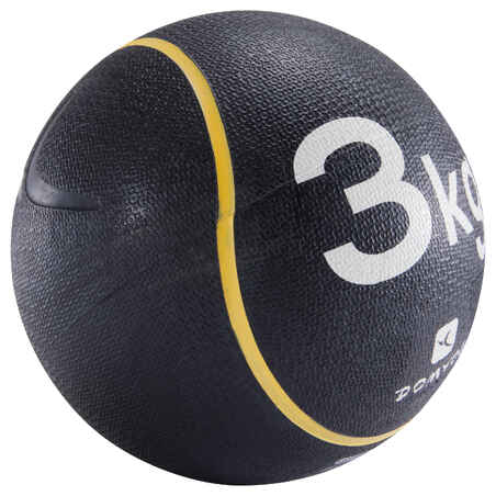 MÉDECINE BALL 3 kg - DIAMÈTRE 22 cm - FITNESS - JAUNE