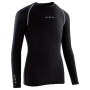 Camiseta térmica transpirable manga larga para niños Keepdry 100 negro liso