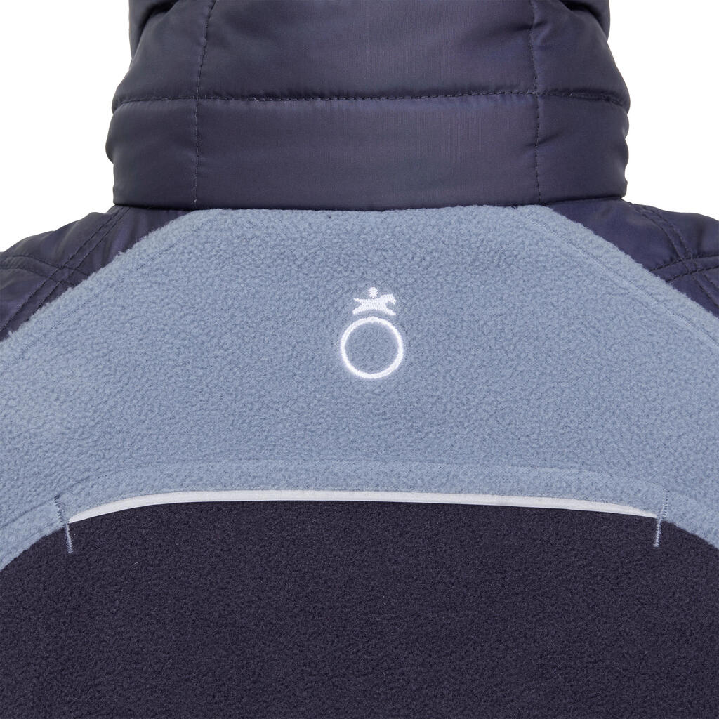 Paddock Children's Horse Riding Bi-Material Fleece Jacket - Navy/Mottled Blue