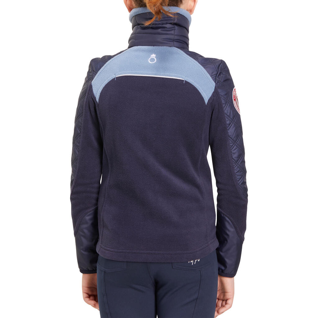 Paddock Children's Horse Riding Bi-Material Fleece Jacket - Navy/Mottled Blue