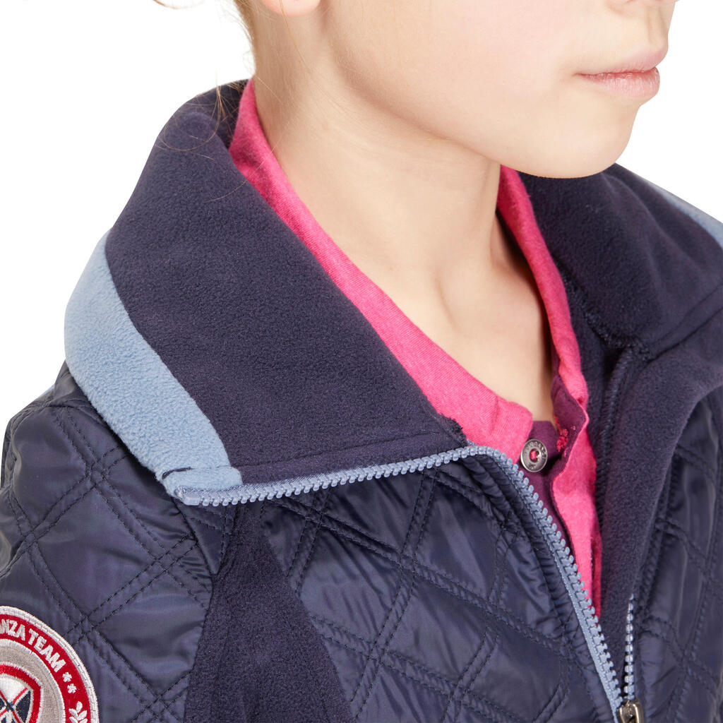 Paddock Children's Horse Riding Bi-Material Fleece Jacket - Navy/Mottled Blue