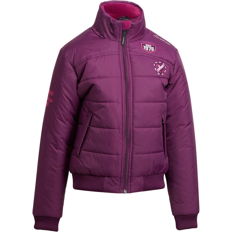 COLD WEATHER JR RIDING JACKETS Horse Riding - Access Warm Anorak - Plum FOUGANZA - Horse Riding