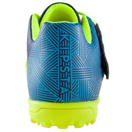 حذاء كرة قدم KIPSTA CLR 500 HG للأطفال بشريط لاصق لملاعب النجيل الصناعي - أزرق