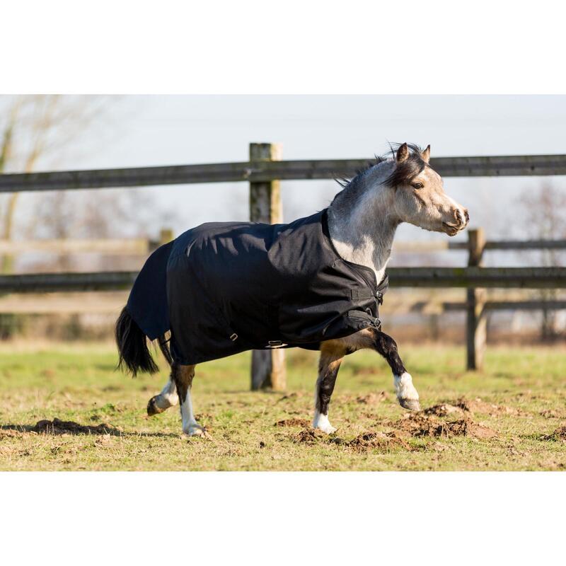Waterdichte outdoordeken ruitersport pony Imper 200 600D zwart