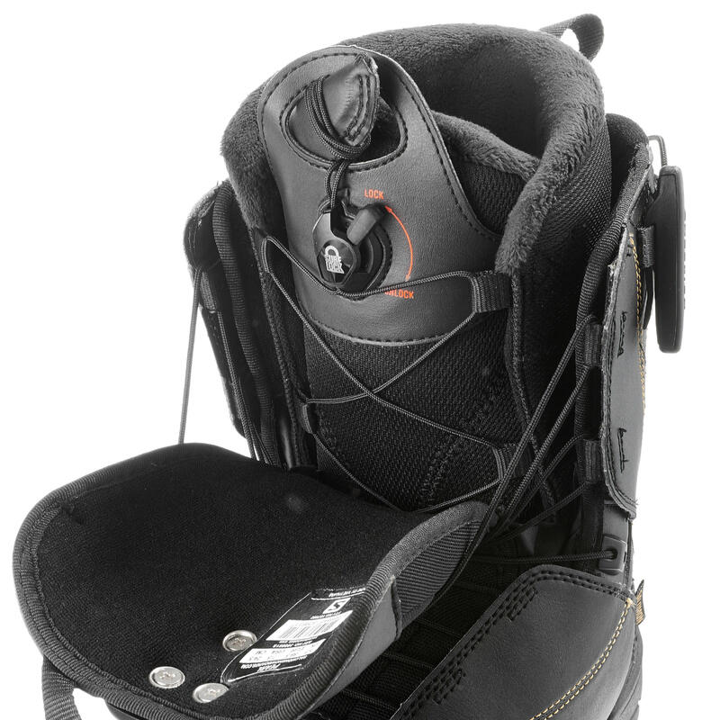 Chaussures de snowboard all mountain, femme, Pearl zone lock, noire