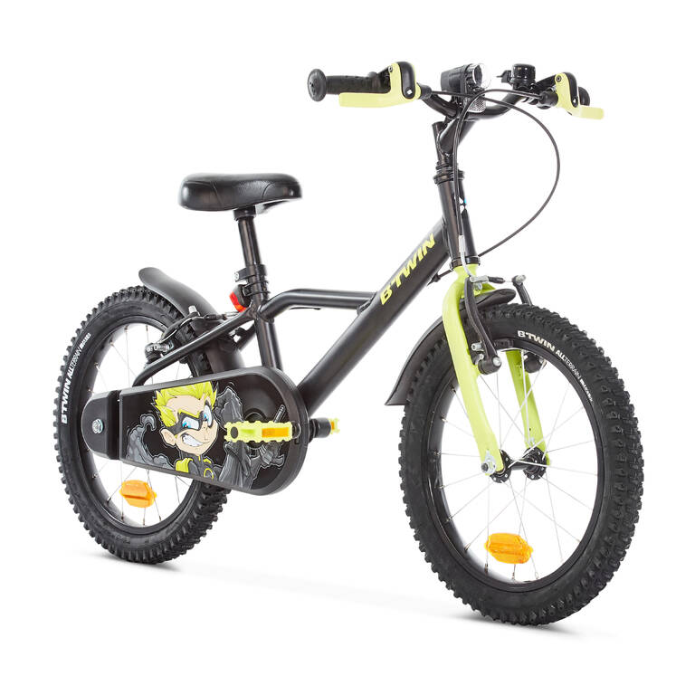 Kids 500 Heroboy 16-Inch Bike 4-6 Years Black Yellow