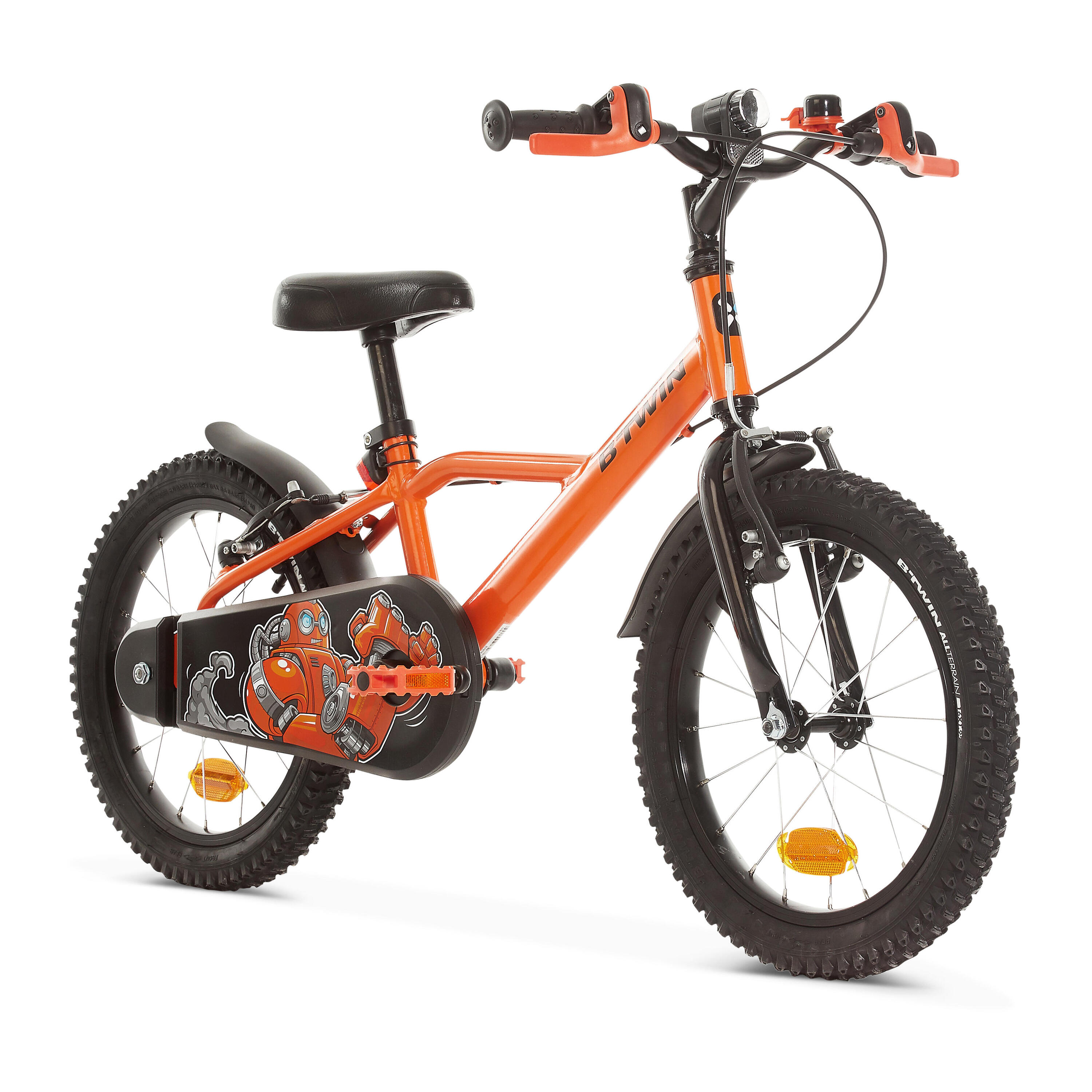 Kids' 16-inch, chain guard, easy-braking bike, orange 4/9
