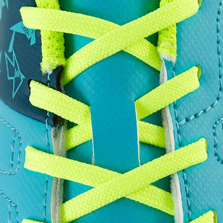 حذاء كرة القدم CLR 500 FG للأطفال لملاعب النجيل الصناعي - أزرق/نيون أصفر