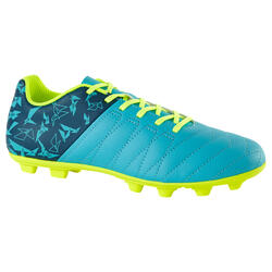 Chaussure de football enfant terrains secs CLR 500 FG bleue jaune fluo