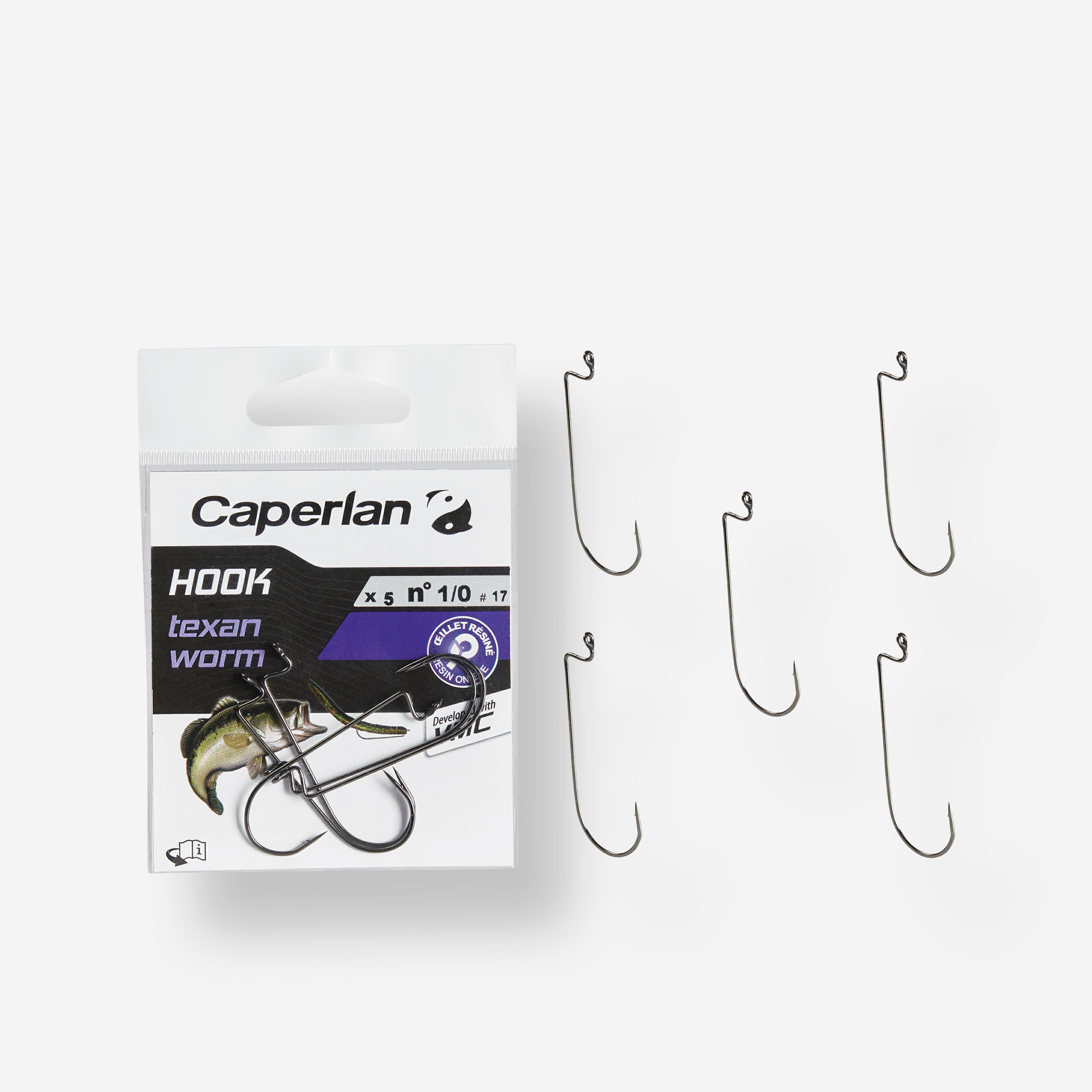 Caperlan - Decathlon Texan Worm Fishing Hook 2 - Multi - Size 2