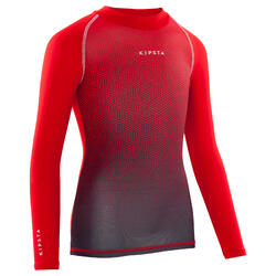 Sous maillot respirant manches longues enfant Keepdry 100 rouge