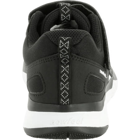 Kids' lightweight and breathable rip-tab trainers, black/white