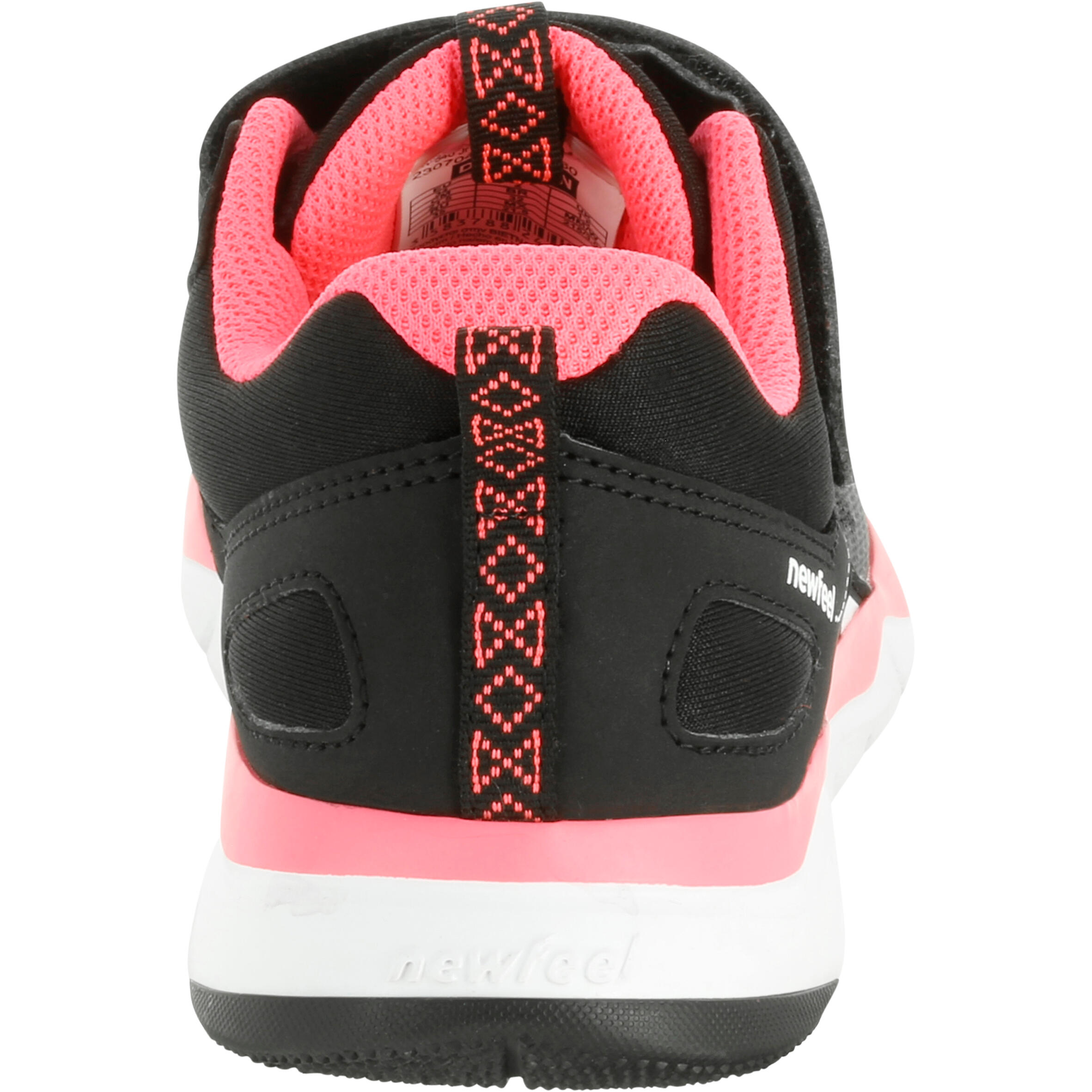 Kids' lightweight and breathable rip-tab trainers, black/pink 12/12