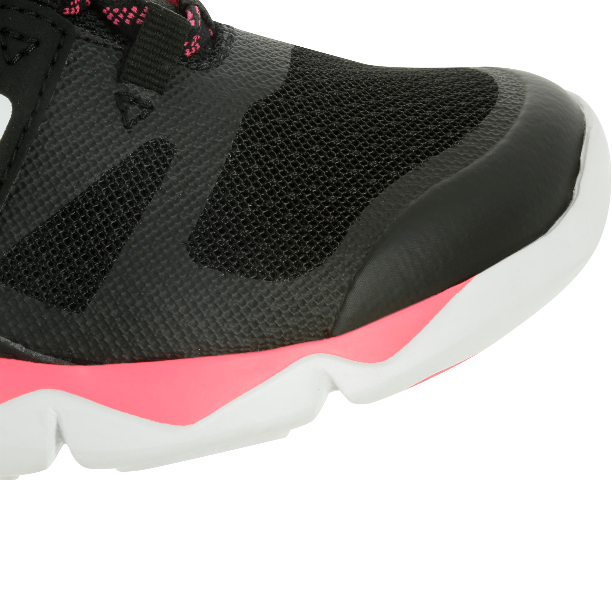 Kids' lightweight and breathable rip-tab trainers, black/pink 7/12