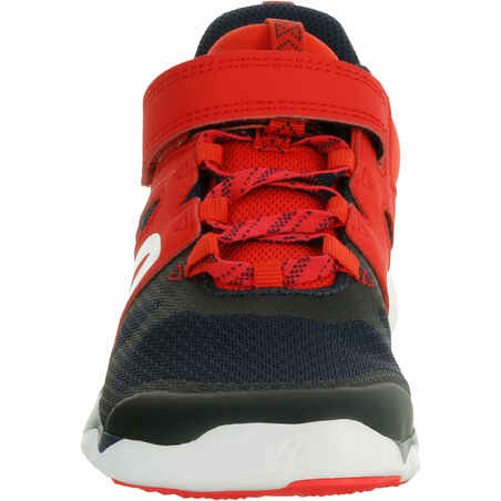 Kids' lightweight and breathable rip-tab trainers, red/black