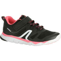 Kids' lightweight and breathable rip-tab trainers, black/pink