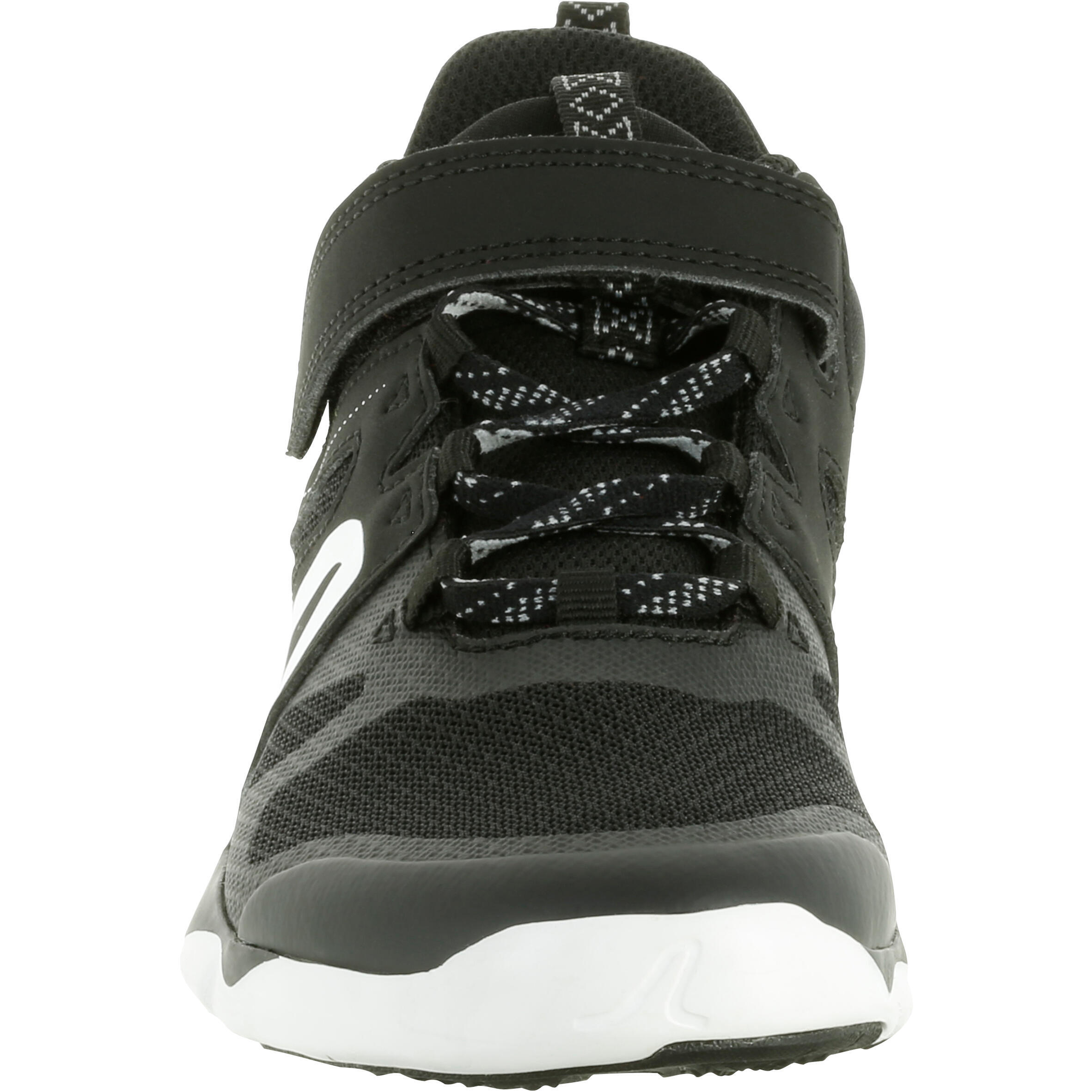 Kids' lightweight and breathable rip-tab trainers, black/white 4/7