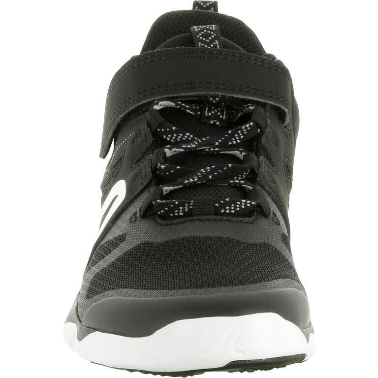 Kids' lightweight and breathable rip-tab trainers, black/white