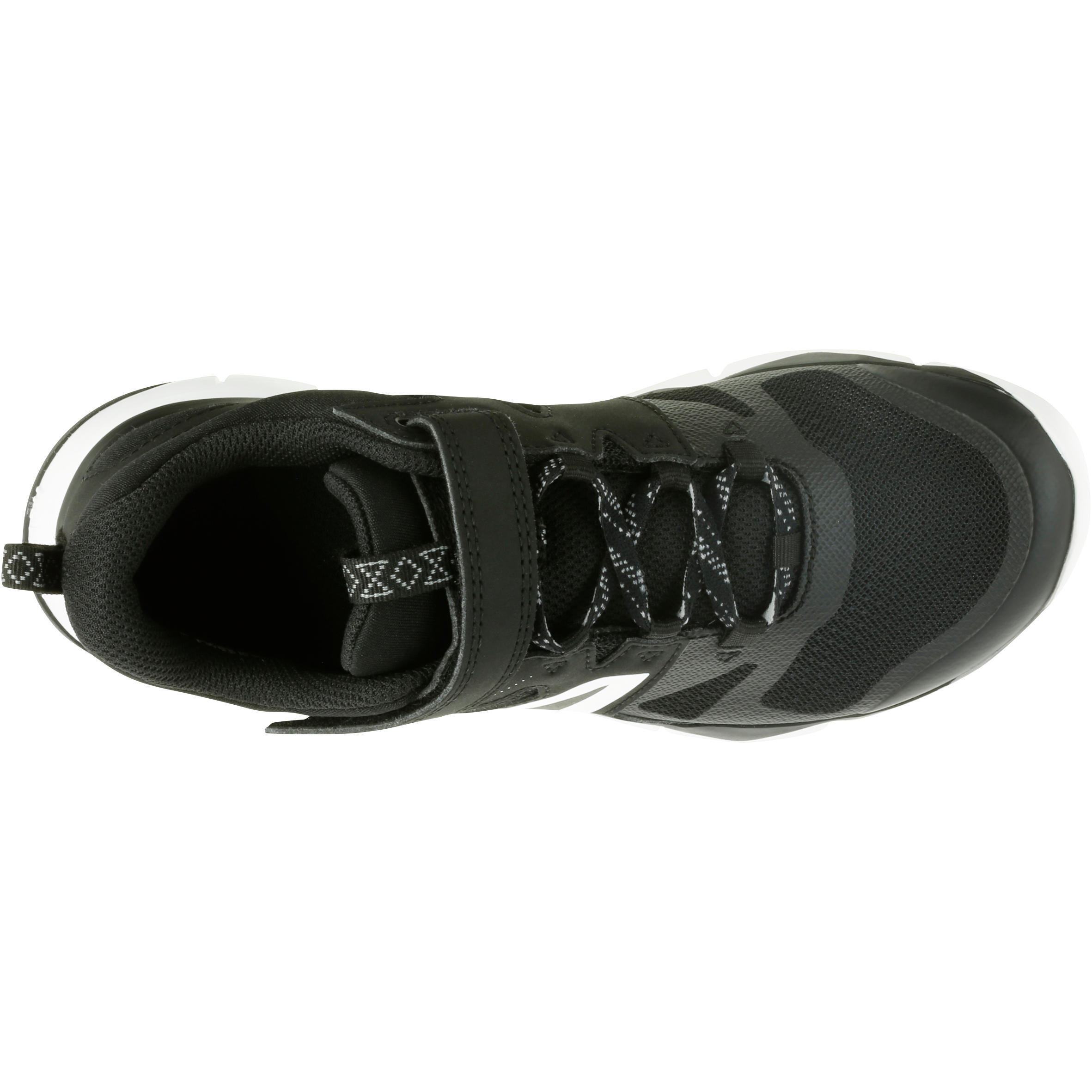 Kids' lightweight and breathable rip-tab trainers, black/white 6/7