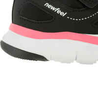 Kids' lightweight and breathable rip-tab trainers, black/pink