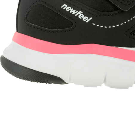 Kids' lightweight and breathable rip-tab trainers, black/pink