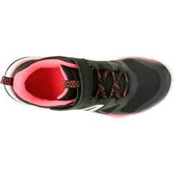 Kids' lightweight and breathable rip-tab trainers, black/pink