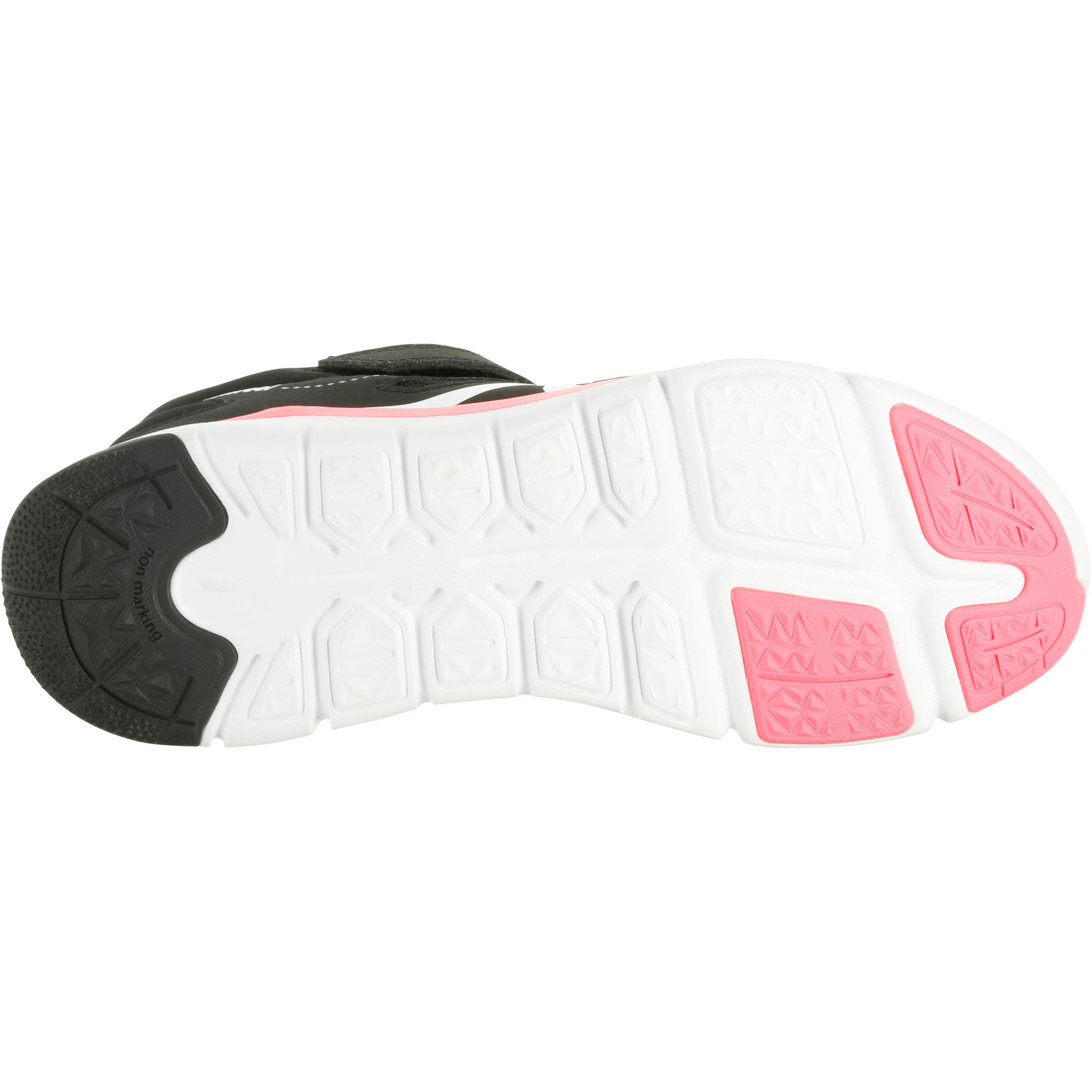 Kids' lightweight and breathable rip-tab trainers, black/pink 10/12