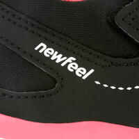 Kids' lightweight and breathable rip-tab trainers, black/pink