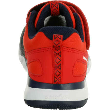 Kids' lightweight and breathable rip-tab trainers, red/black