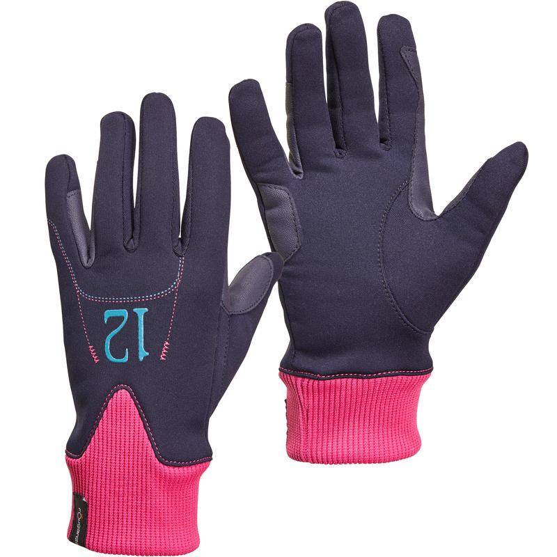Easywear Children's Warm Horse Riding Gloves Blue Decathlon